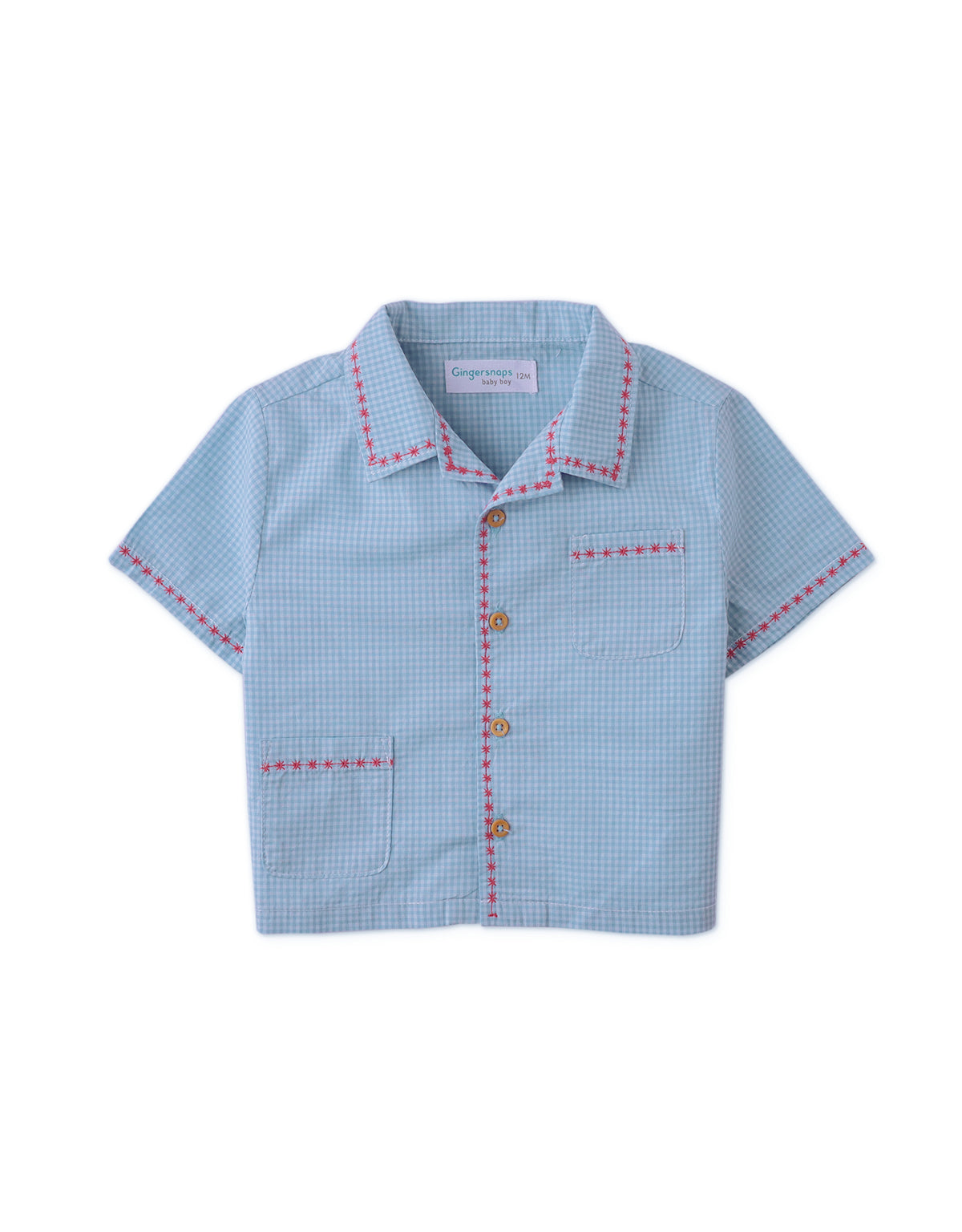 Riley Gingham Shirt with Embroidery Detail
