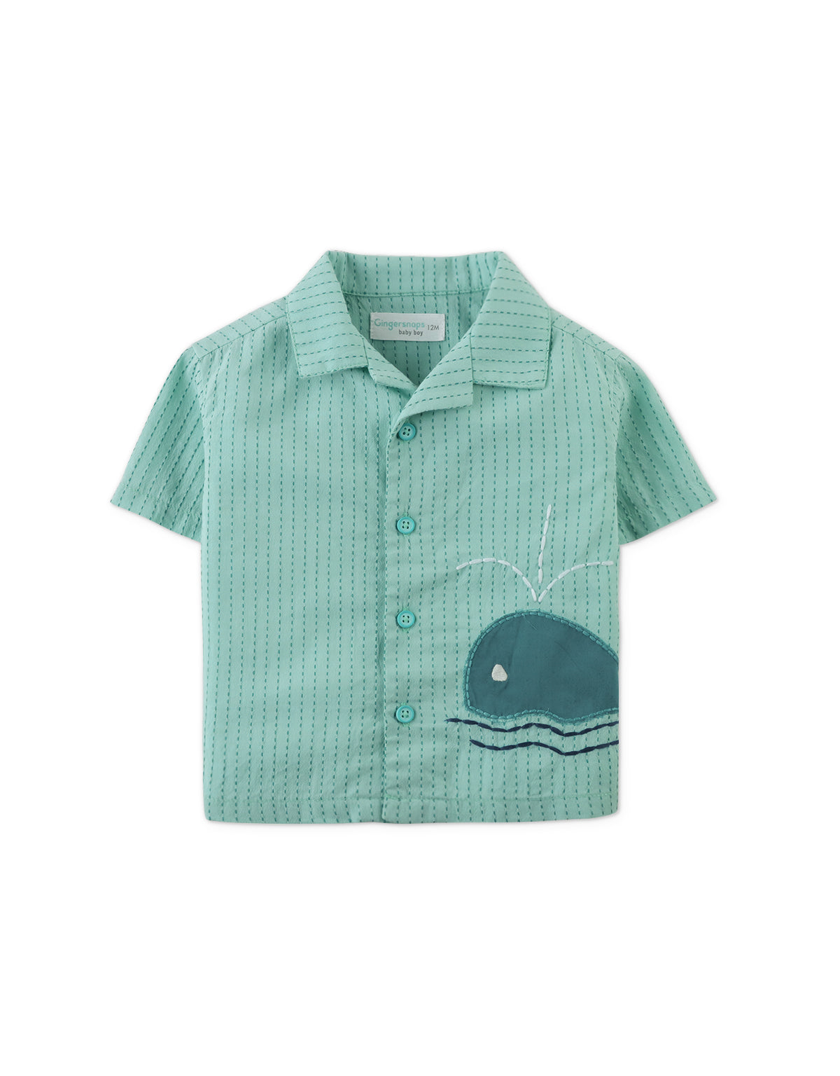 Diego Button-Down Shirt with Whale Applique