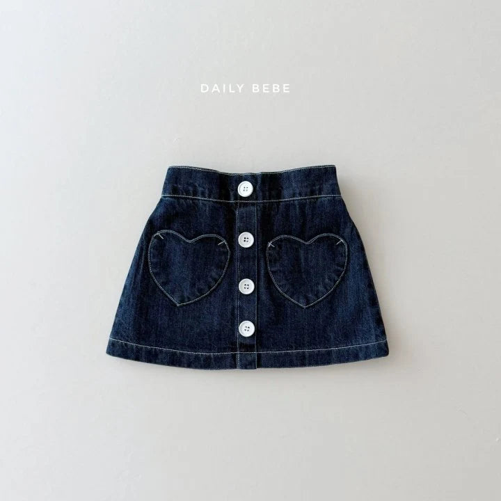 Heart Denim Skirt