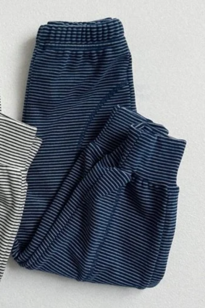 Stripe Jogger Leggings Pants (Navy)