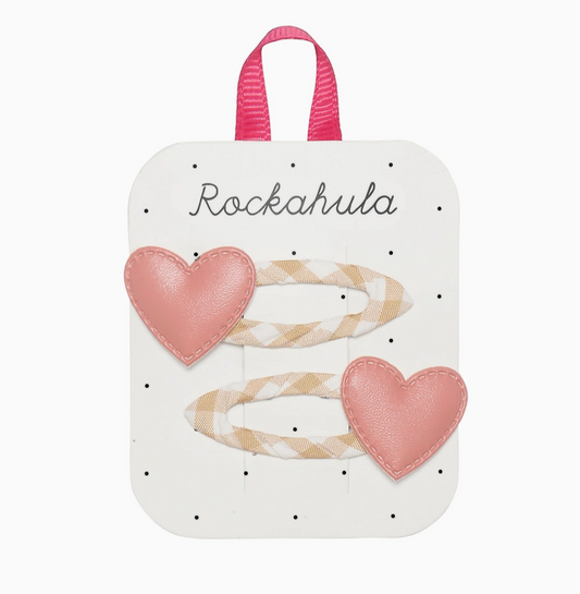 Gingham Heart Clips