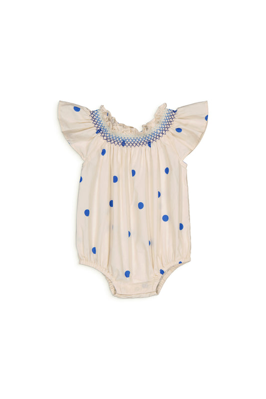 Letty Romper in Dots Blue