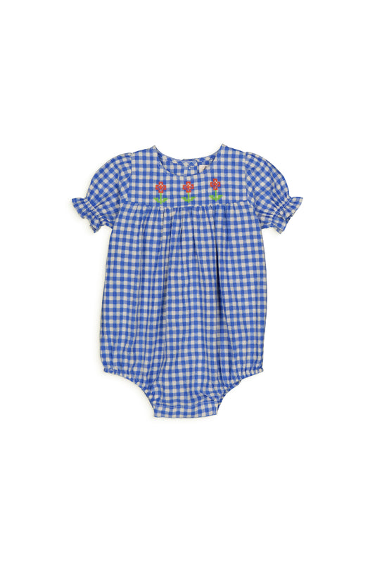 Lucette Romper in Gingham Blue