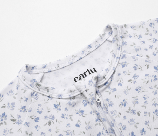 Bamboo Zip Sleeper in Ditsy Blue Floral