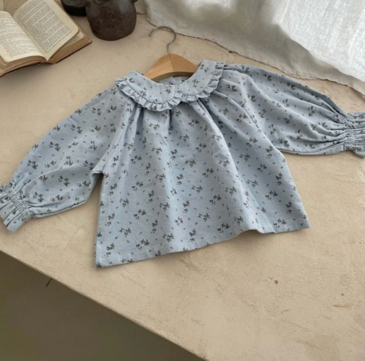 Petit Bebe Lua Frill Blouse (Blue)