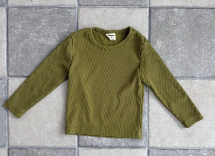 Olive Ribbed Tee